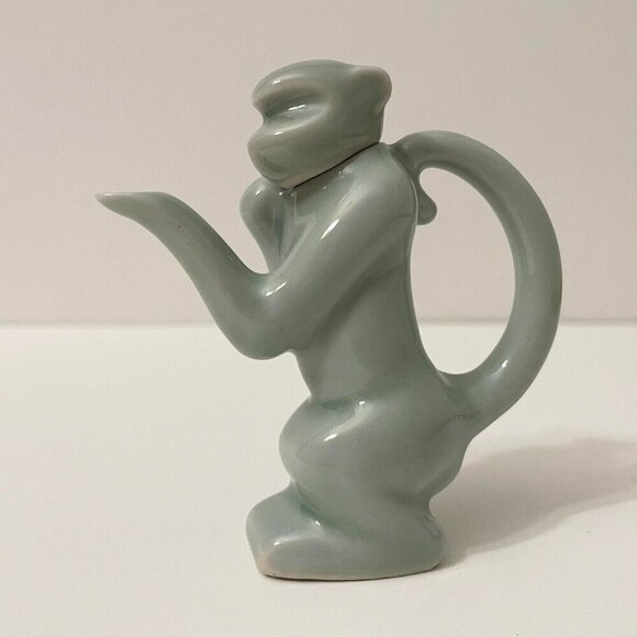 Vintage Bombay Company Miniature Celadon Monkey Teapot 3.5 Inch Tall - Picture 11 of 12